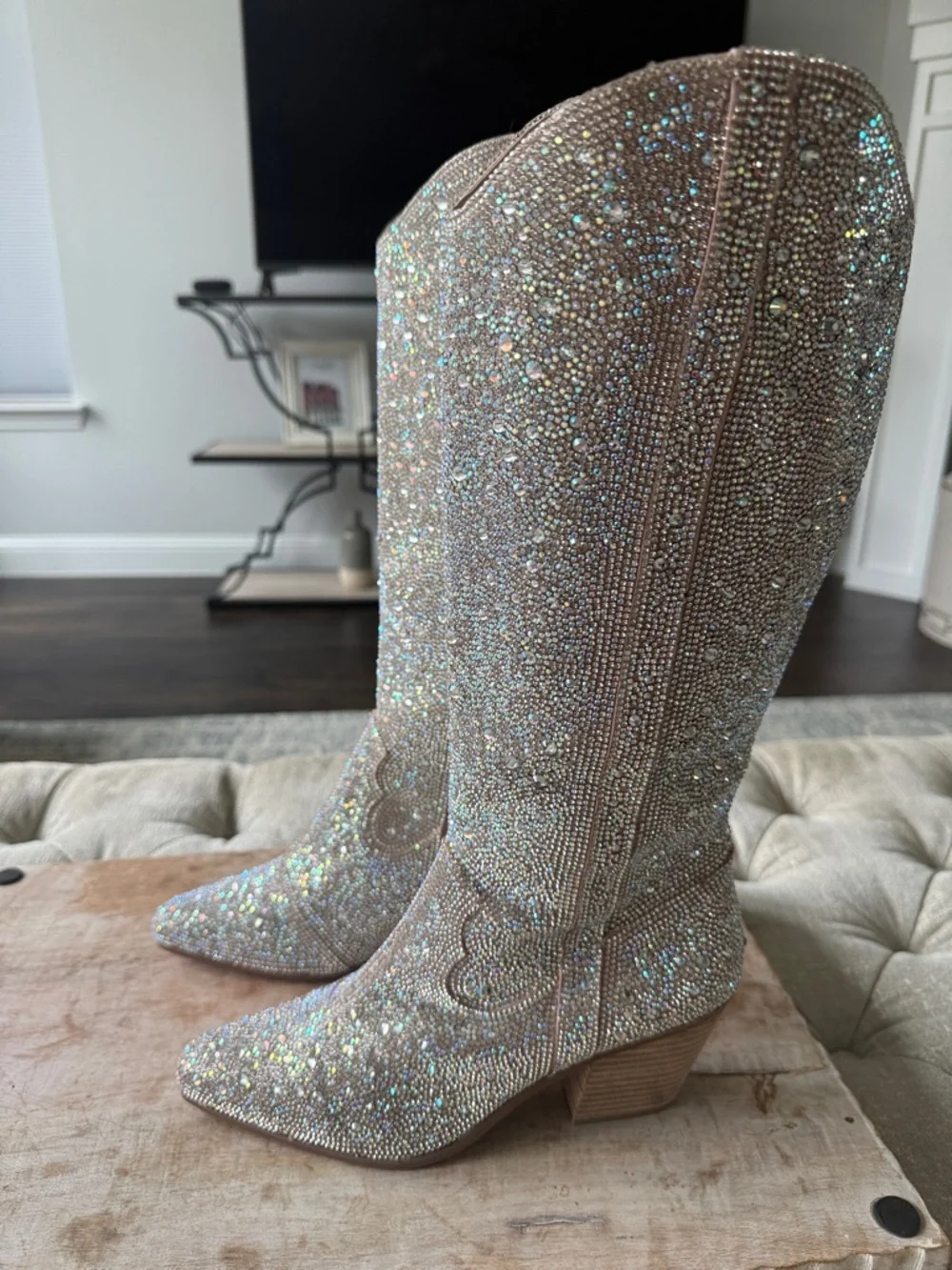 Matisse Iridescent Crystal-Embellished Boots